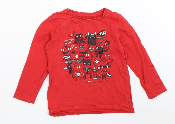 Preworn Boys Red   Basic T-Shirt Size 3-4 Years
