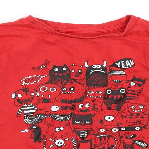 Preworn Boys Red   Basic T-Shirt Size 3-4 Years