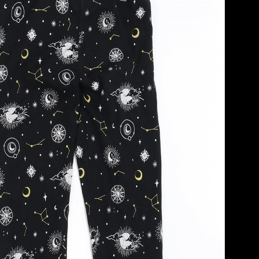 Marks and Spencer Girls Black Solid  Top Pyjama Pants Size 8-9 Years