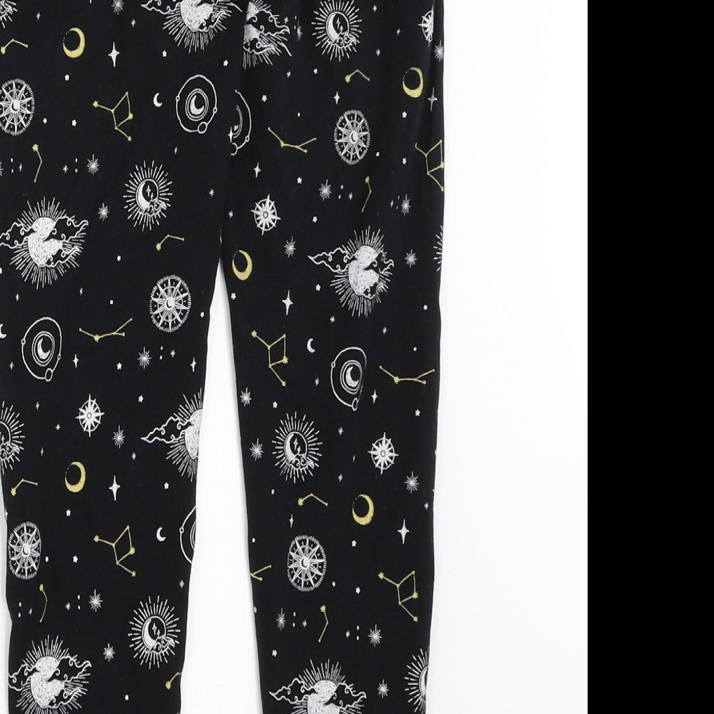 Marks and Spencer Girls Black Solid  Top Pyjama Pants Size 8-9 Years