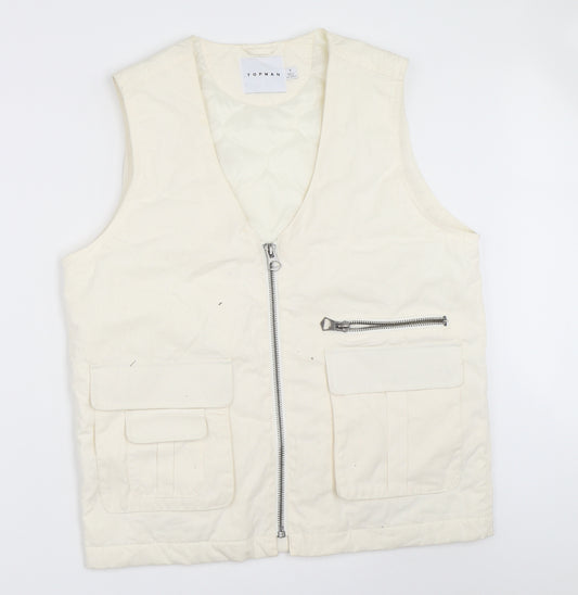 Front view of Topman men’s ivory jacket waistcoat, size S