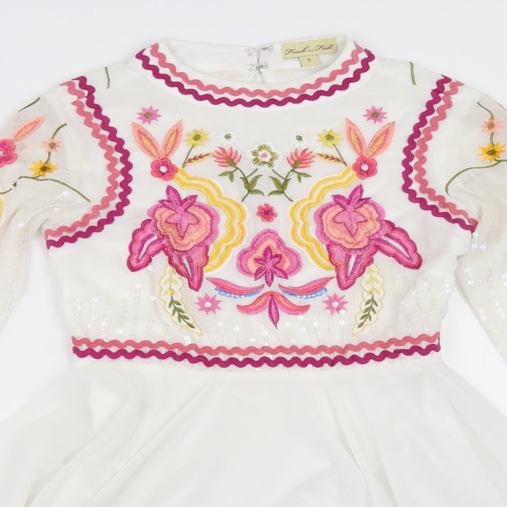 Frock and Frill Womens White   Fit & Flare  Size 6