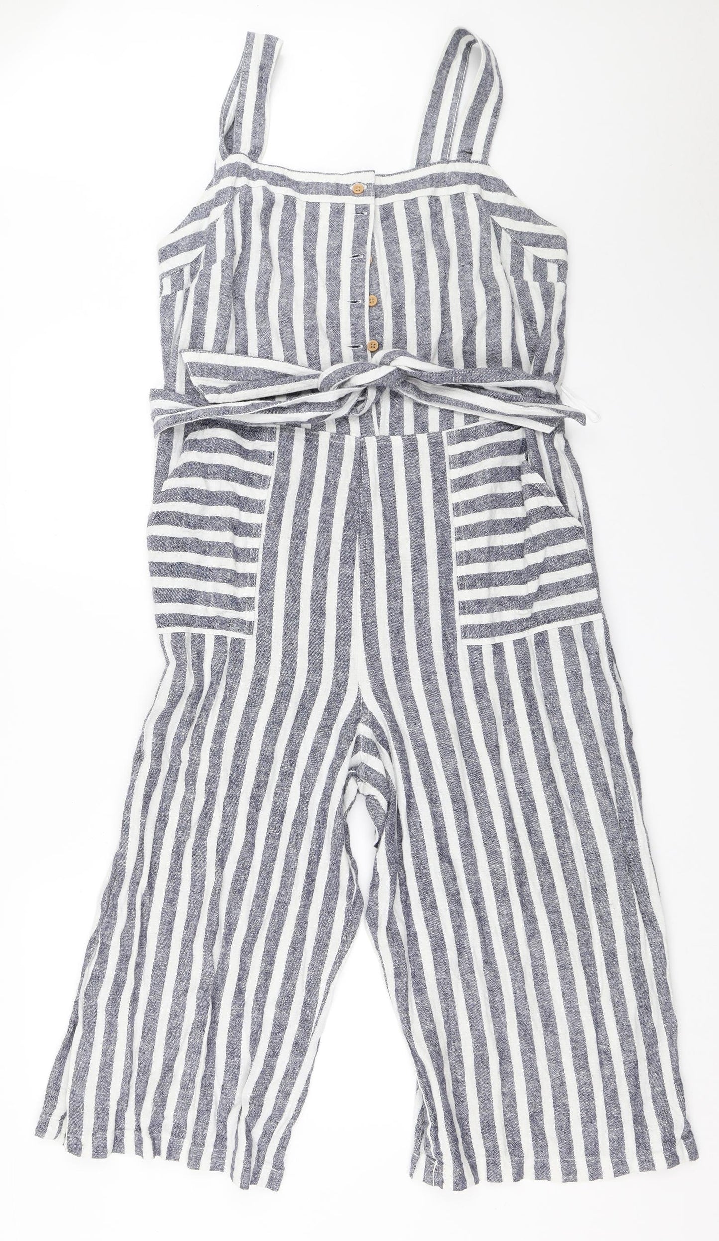 F&F Womens Blue Striped  Jumpsuit One-Piece Size 16