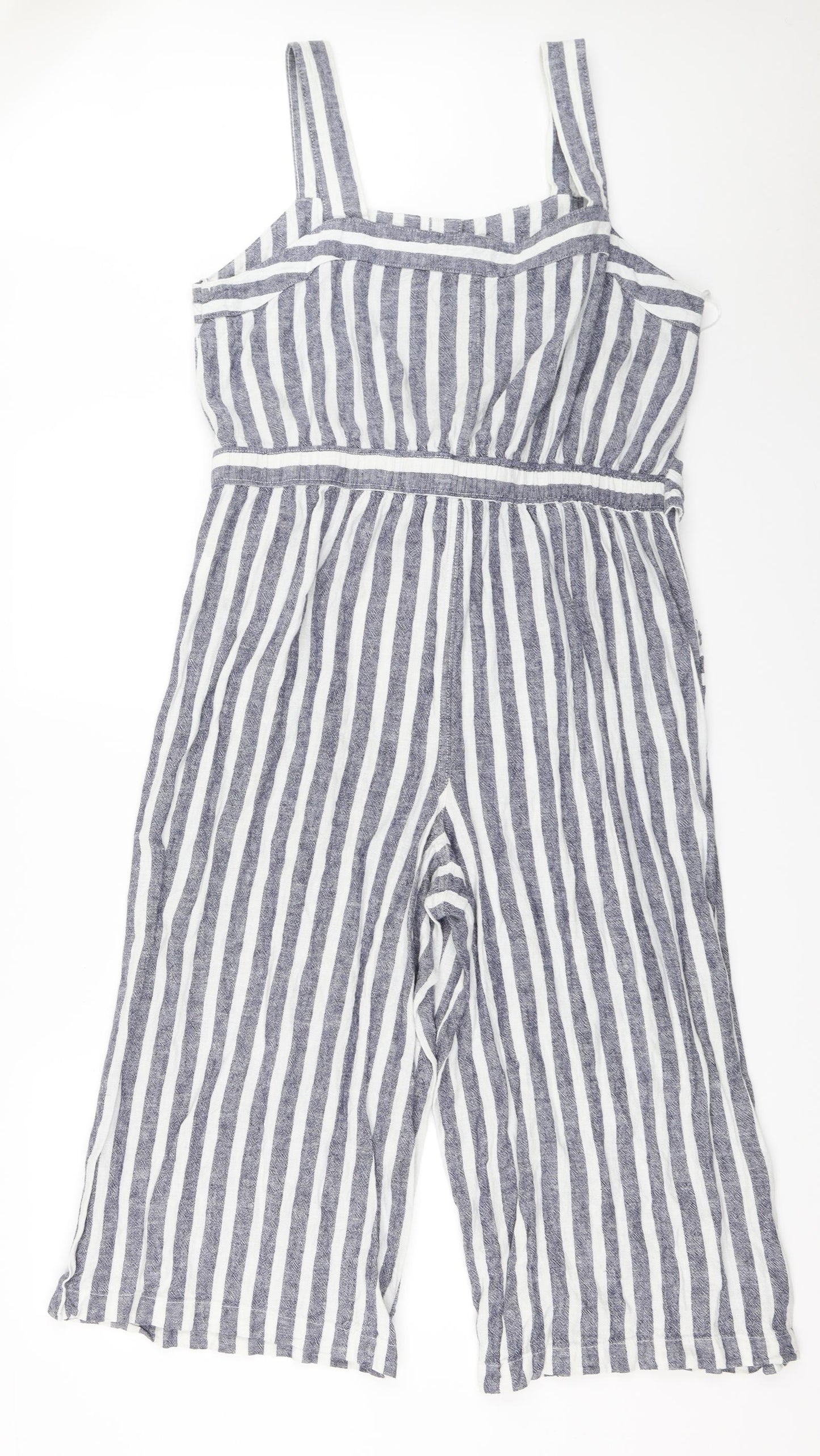 F&F Womens Blue Striped  Jumpsuit One-Piece Size 16