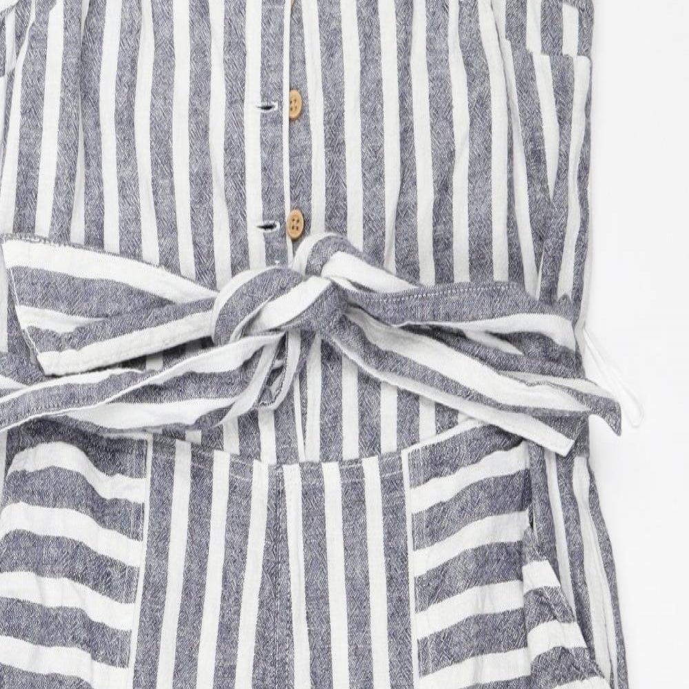 F&F Womens Blue Striped  Jumpsuit One-Piece Size 16