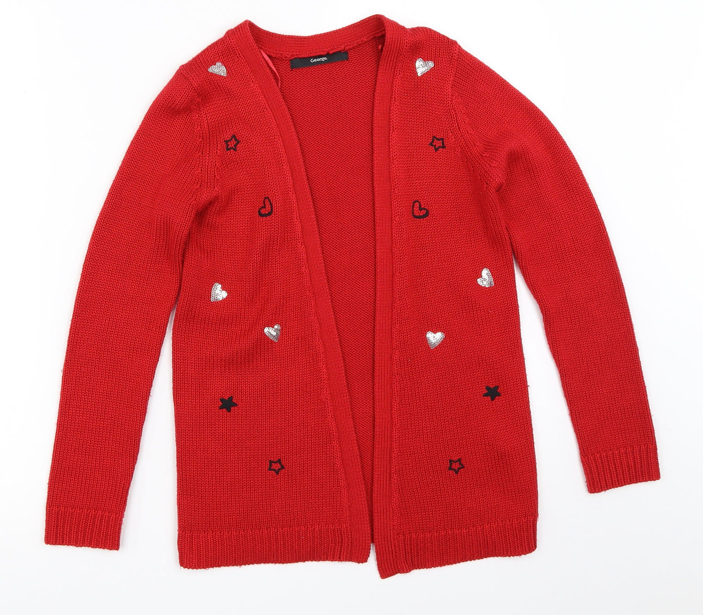 George Girls Red   Cardigan Jumper Size 9-10 Years