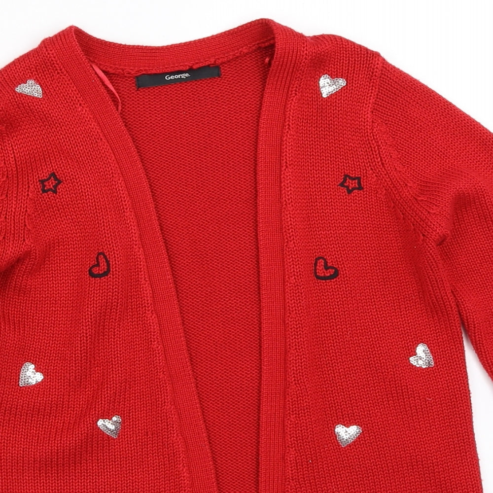 George Girls Red   Cardigan Jumper Size 9-10 Years