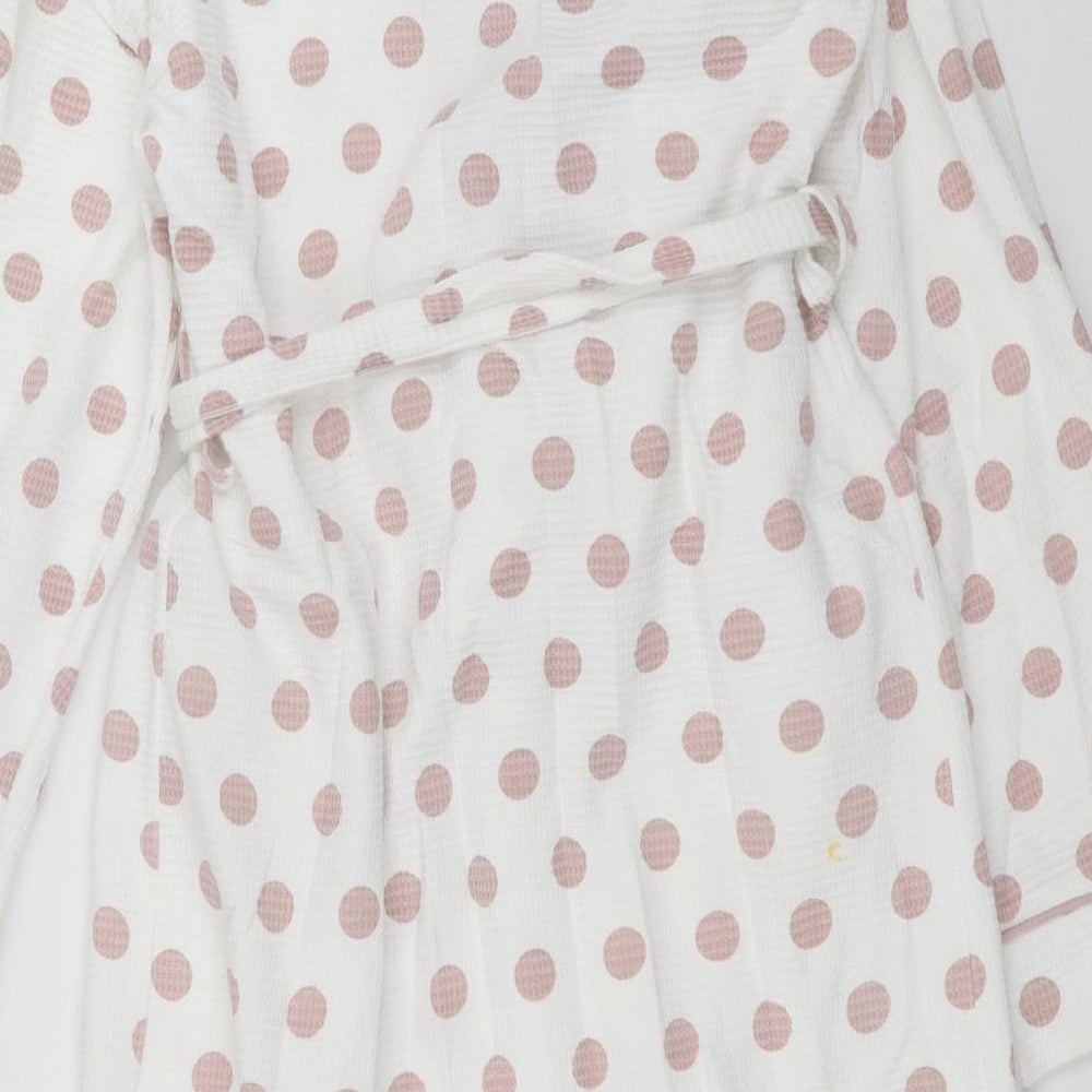 Marks and Spencer Womens White Polka Dot  Top Robe Size 8
