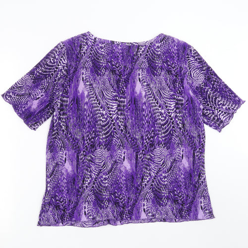 Damart Womens Purple Geometric  Basic T-Shirt Size L