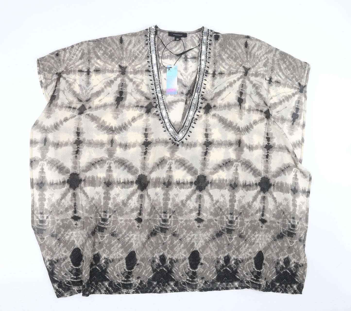 Primark Womens Black Geometric  Tunic Blouse Size S  - Beach Cover Up