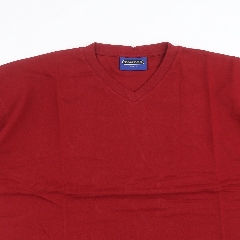 ZANTOS Mens Red    T-Shirt Size L