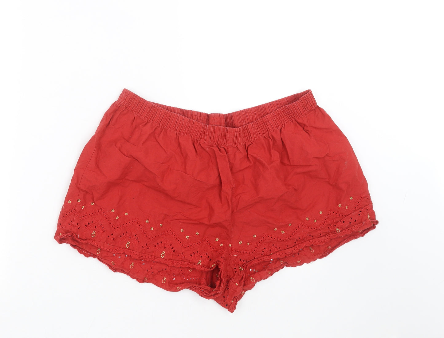 George Womens Red   Hot Pants Shorts Size 16 - crochet detail