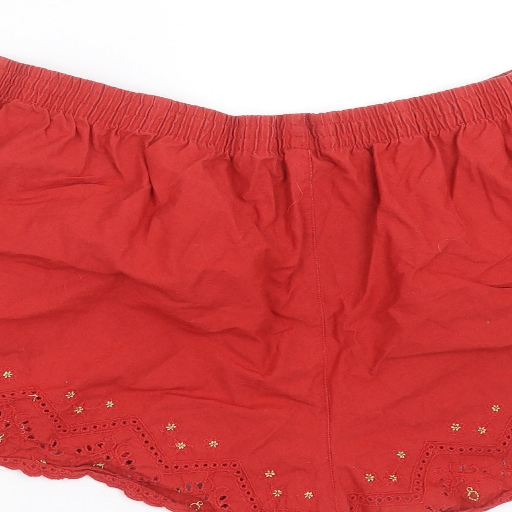 George Womens Red   Hot Pants Shorts Size 16 - crochet detail