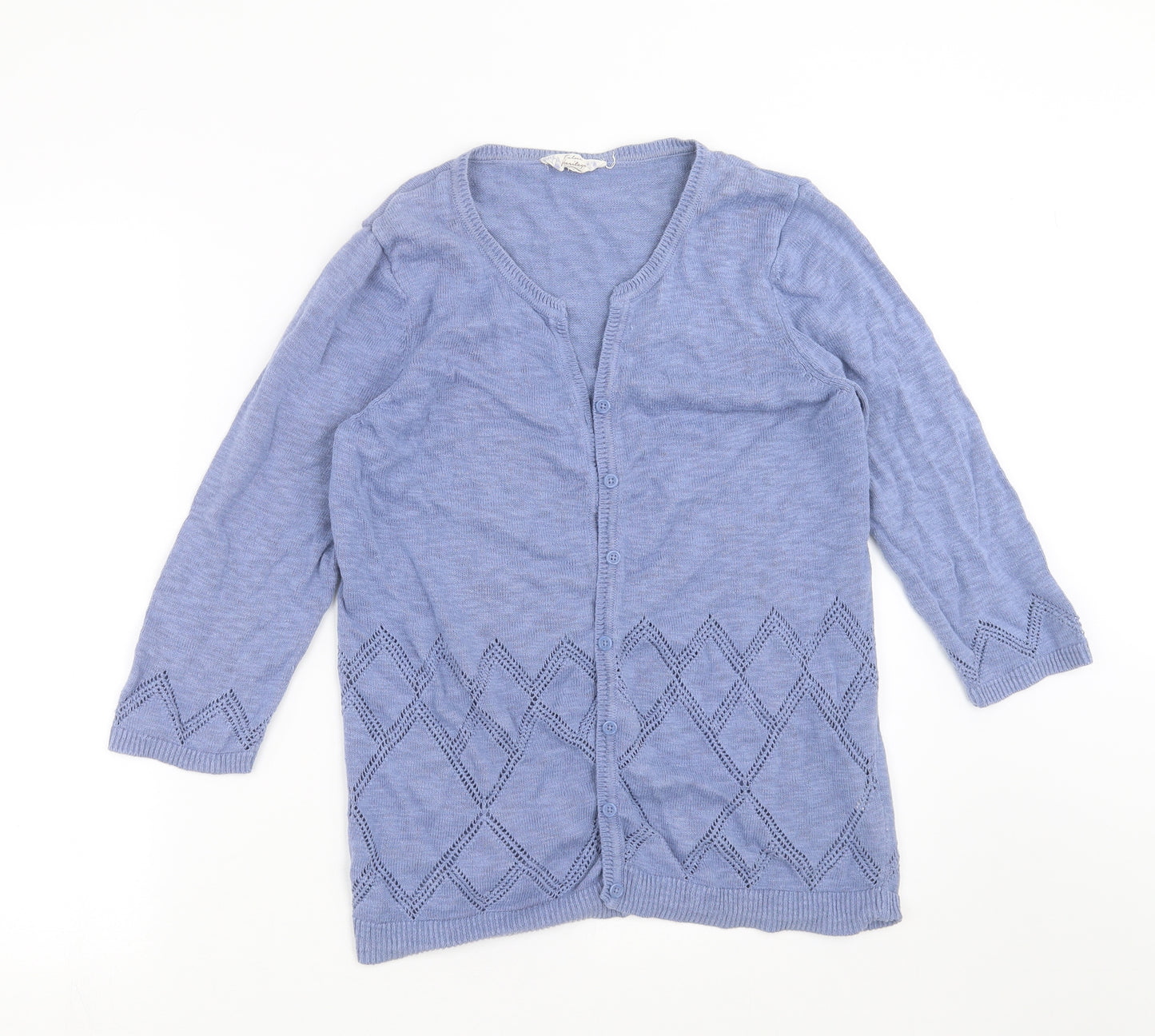 Falmer Heritage Womens Blue Geometric Knit Cardigan Jumper Size 14
