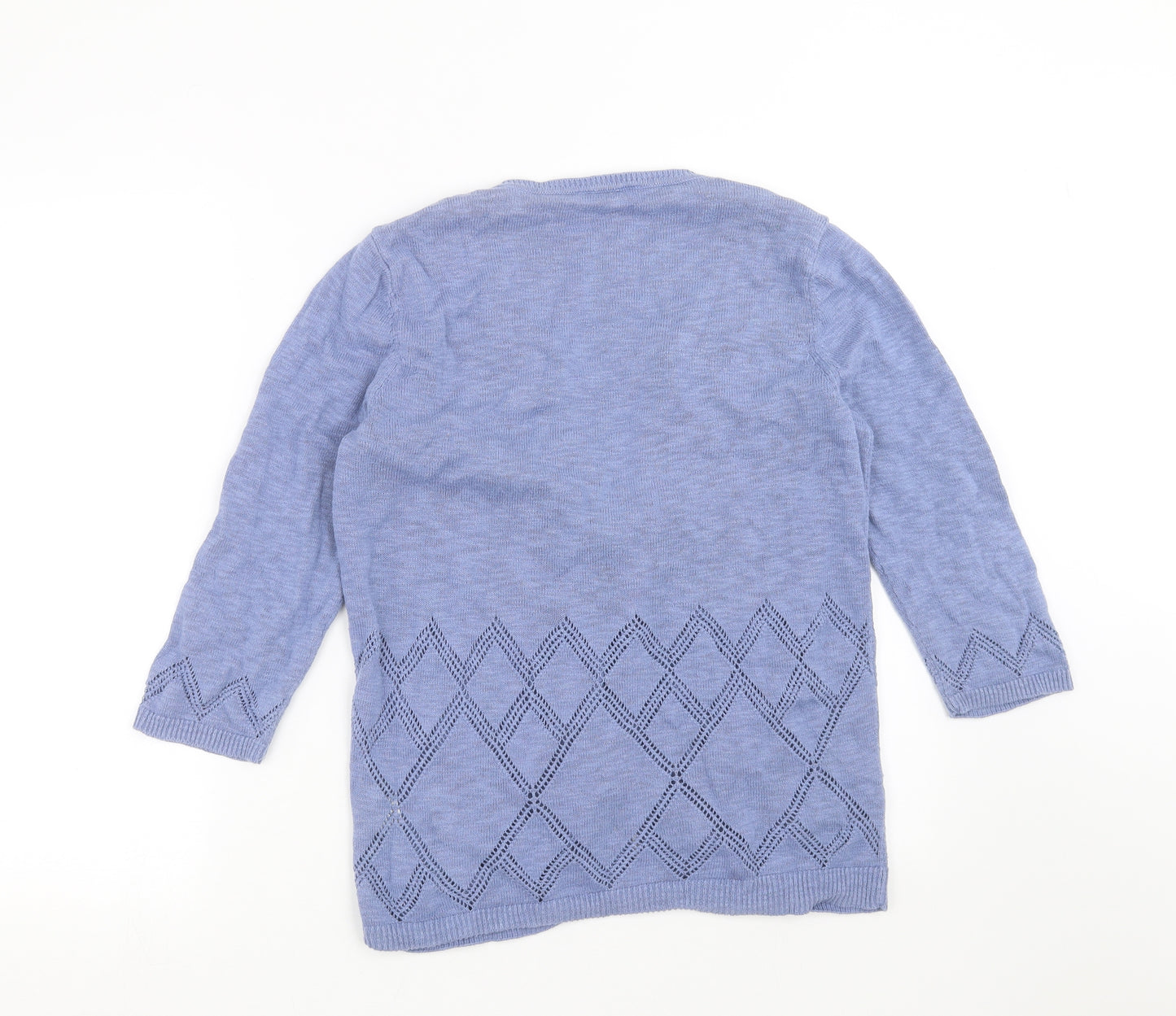 Falmer Heritage Womens Blue Geometric Knit Cardigan Jumper Size 14