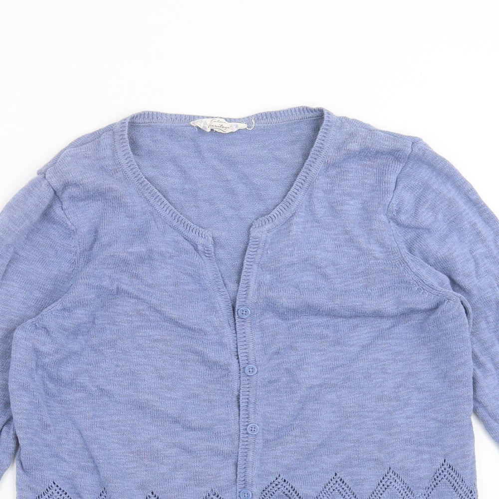 Falmer Heritage Womens Blue Geometric Knit Cardigan Jumper Size 14