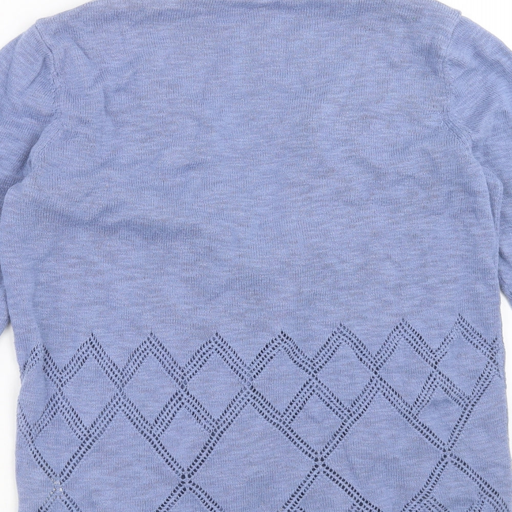 Falmer Heritage Womens Blue Geometric Knit Cardigan Jumper Size 14