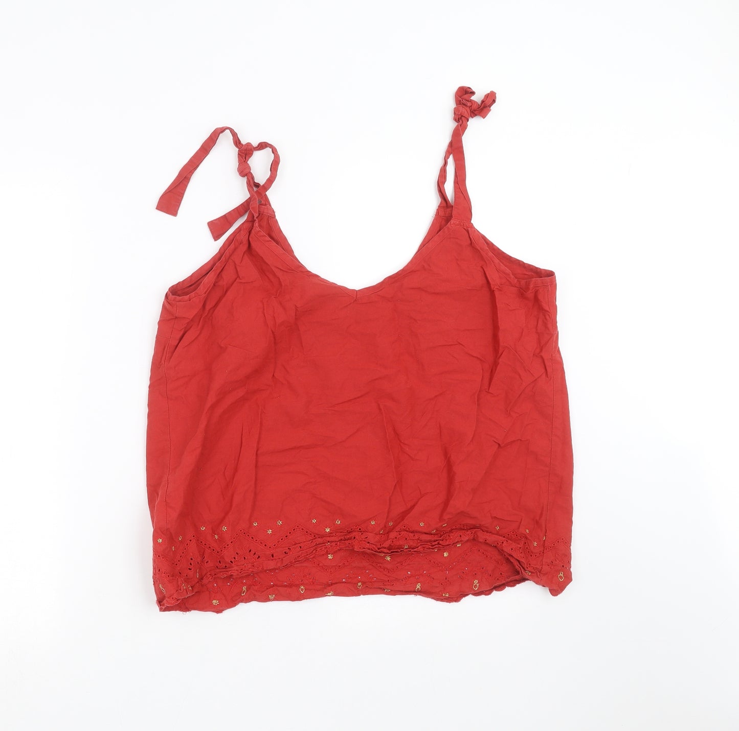 George Womens Red   Camisole Blouse Size 16  - crochet detail