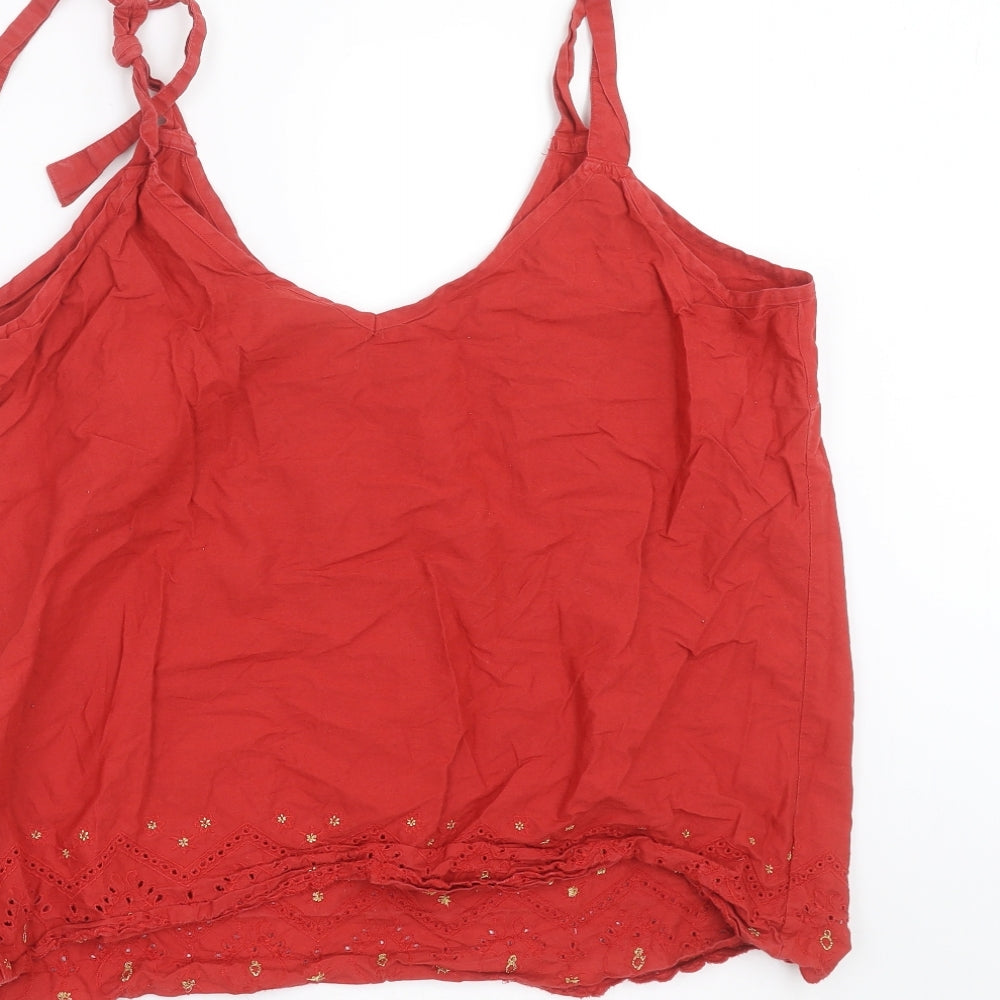 George Womens Red   Camisole Blouse Size 16  - crochet detail