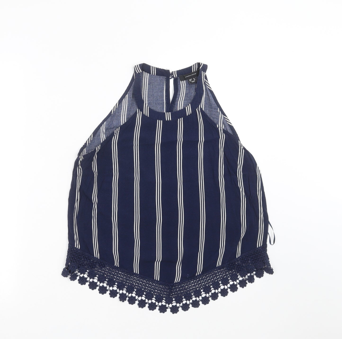 Primark Womens Blue Striped  Basic Blouse Size 14  - crochet hem
