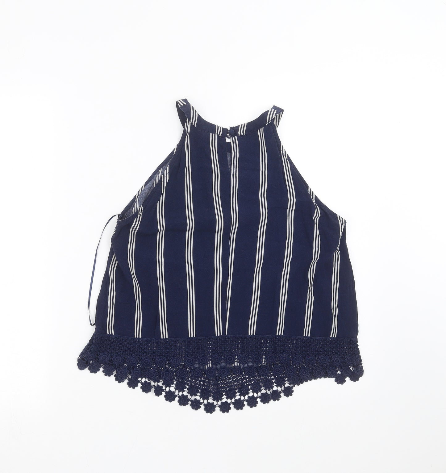 Primark Womens Blue Striped  Basic Blouse Size 14  - crochet hem