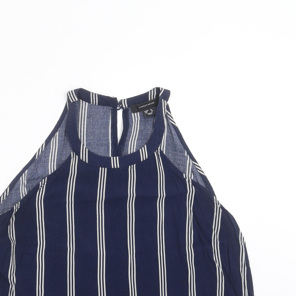 Primark Womens Blue Striped  Basic Blouse Size 14  - crochet hem
