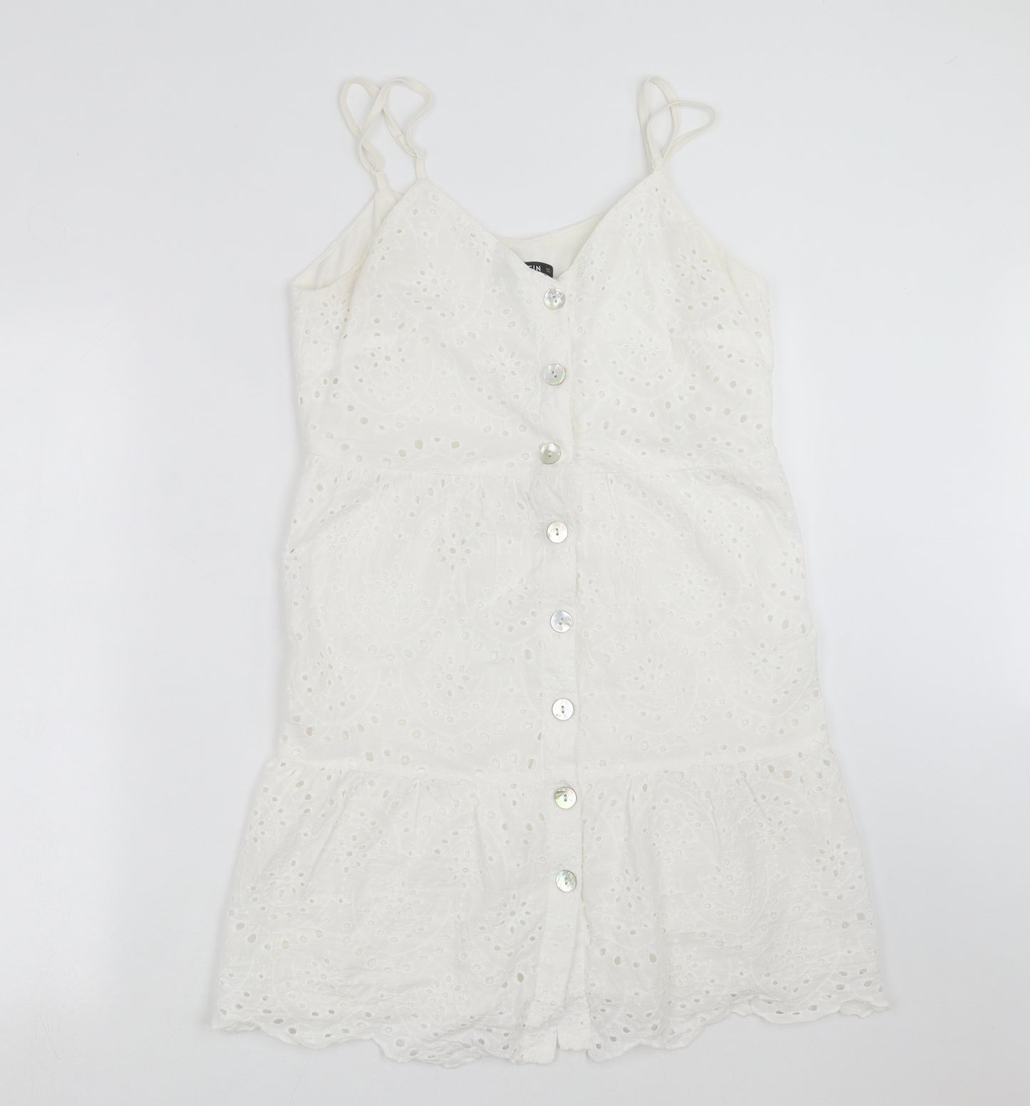 SheIn Womens White Floral  Shift  Size L  - crochet detail
