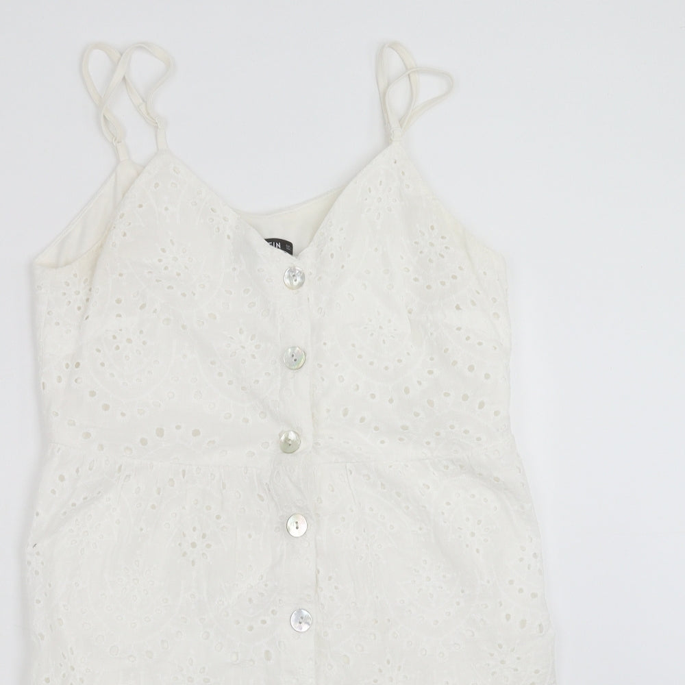 SheIn Womens White Floral  Shift  Size L  - crochet detail
