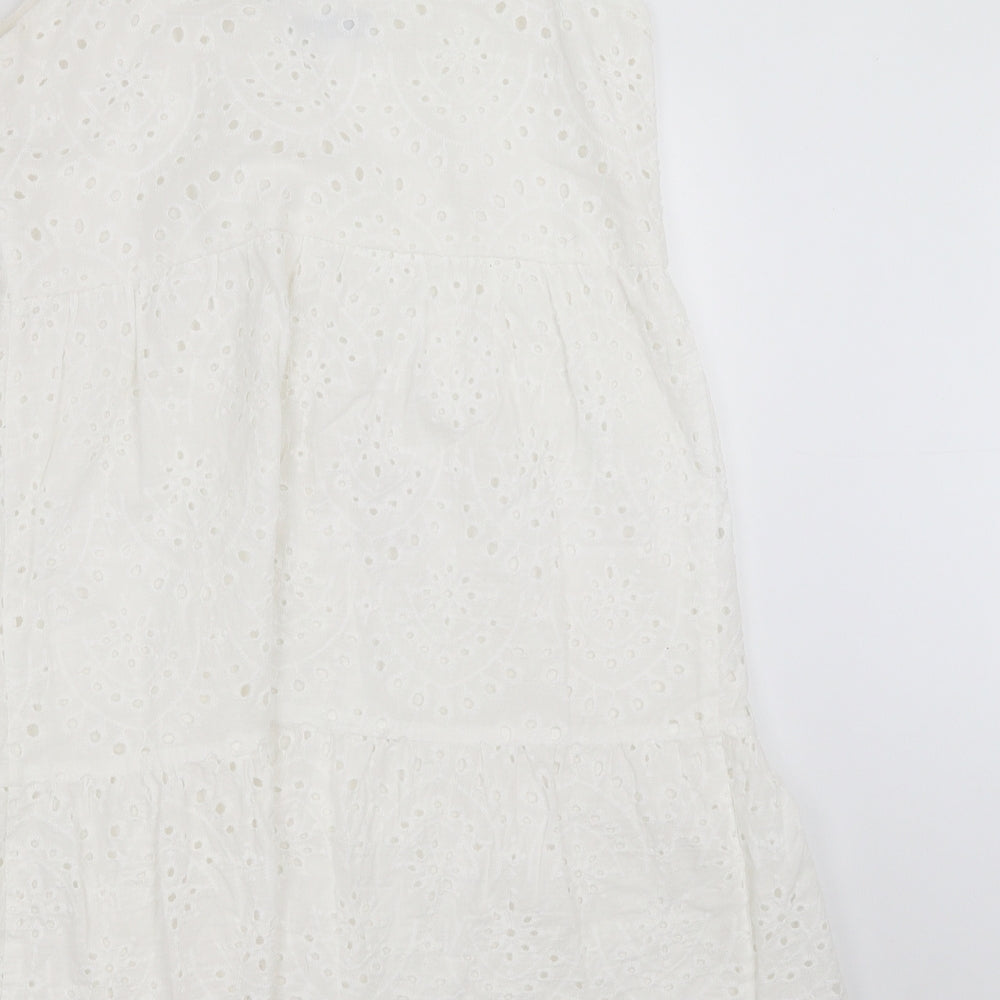 SheIn Womens White Floral  Shift  Size L  - crochet detail