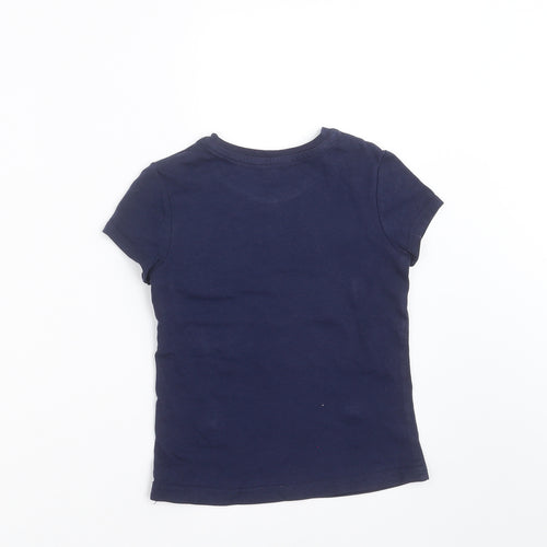 George Girls Blue   Basic T-Shirt Size 5-6 Years  - happy thoughts