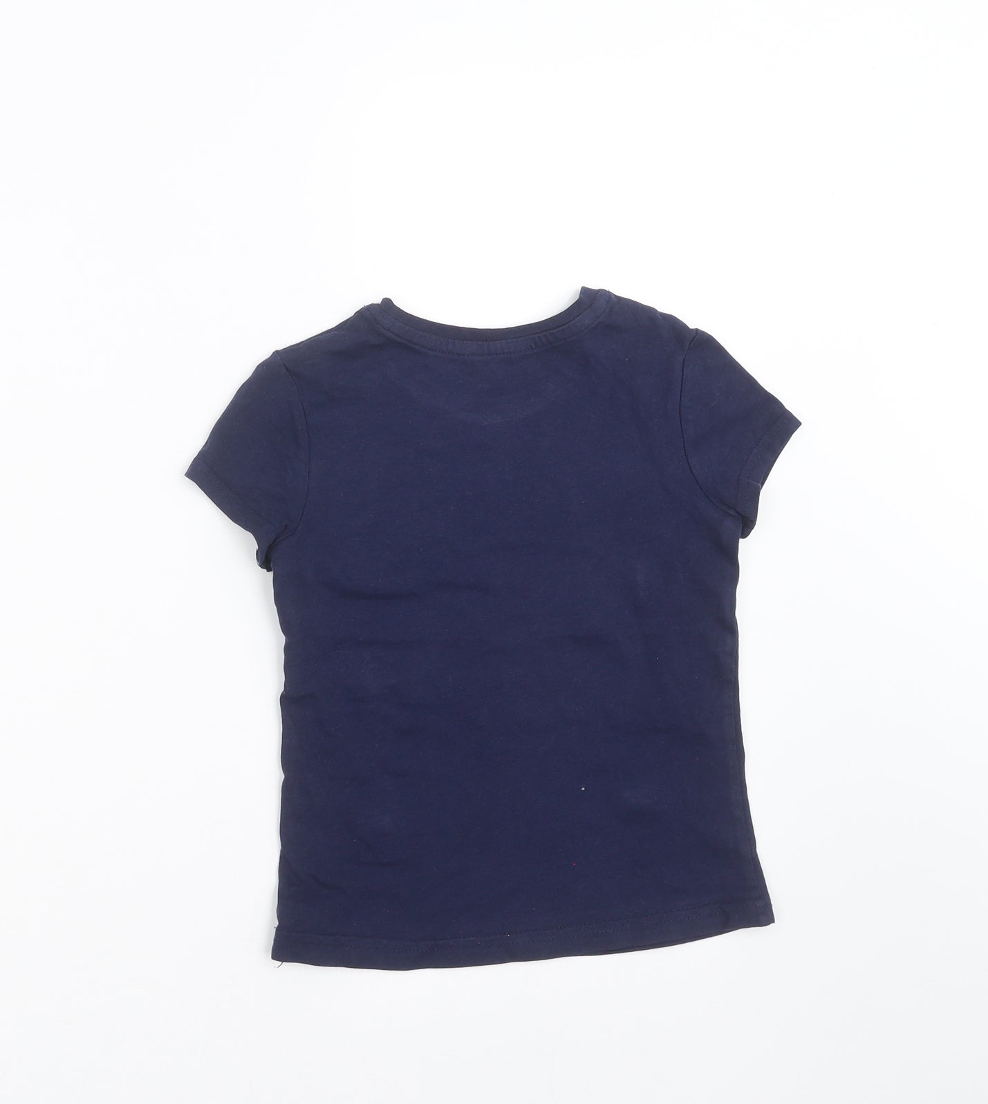 George Girls Blue   Basic T-Shirt Size 5-6 Years  - happy thoughts