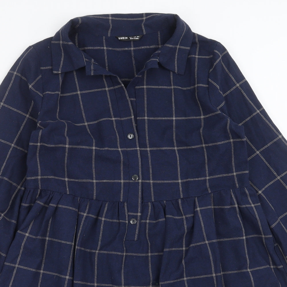 SheIn Womens Blue Check  Shirt Dress  Size S