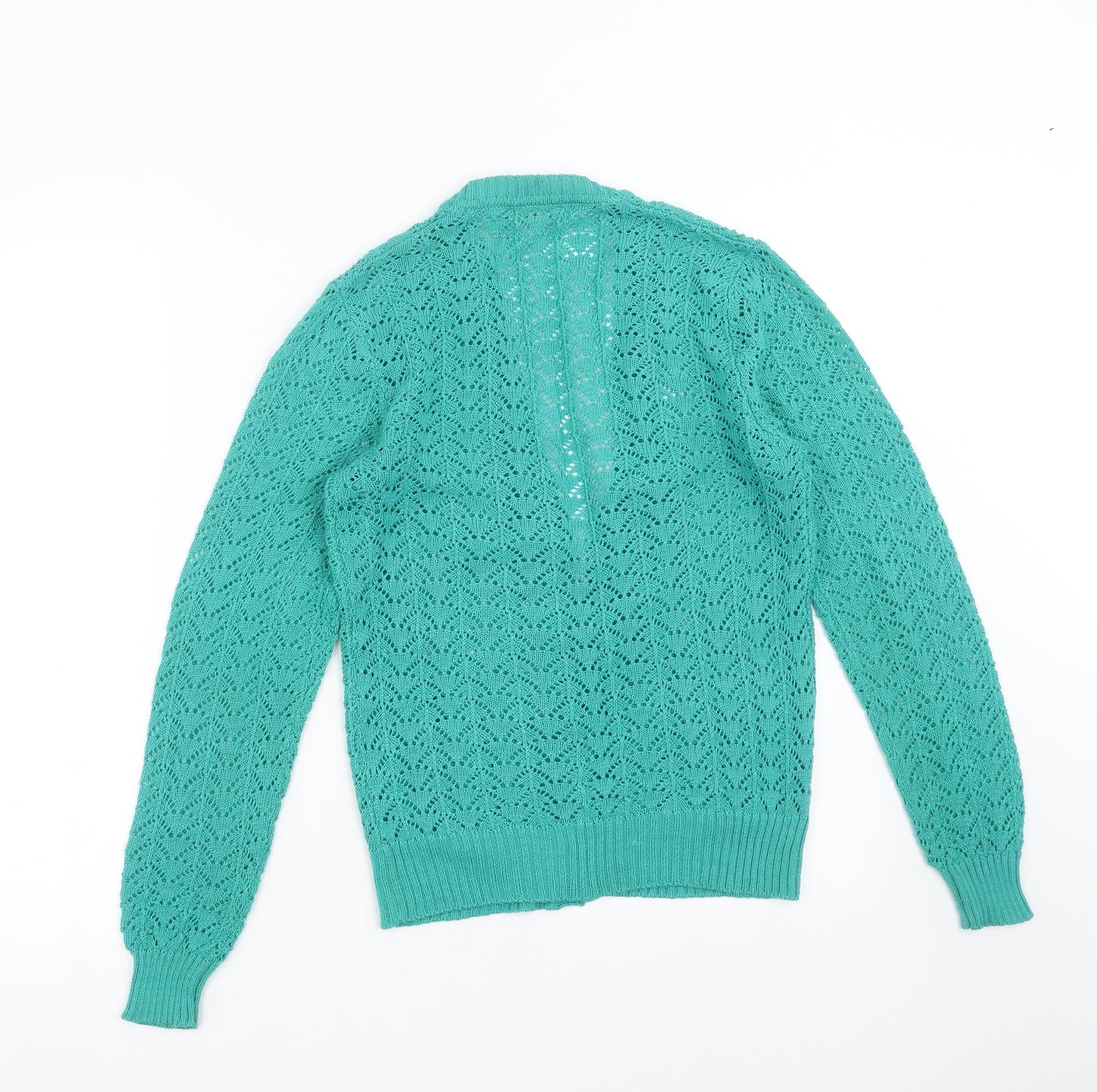 Sunhanit Womens Green Geometric Knit Cardigan Jumper Size S