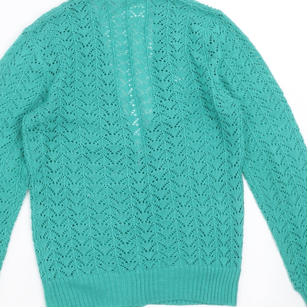 Sunhanit Womens Green Geometric Knit Cardigan Jumper Size S