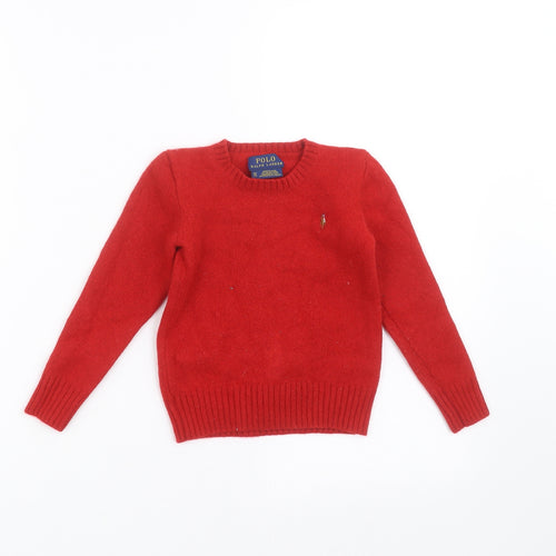 Polo Ralph Lauren Boys Red  Knit Pullover Jumper Size 7 Years
