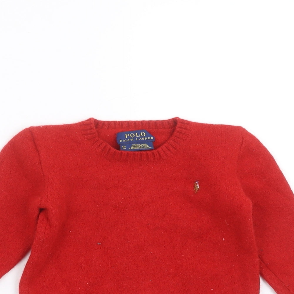 Polo Ralph Lauren Boys Red  Knit Pullover Jumper Size 7 Years