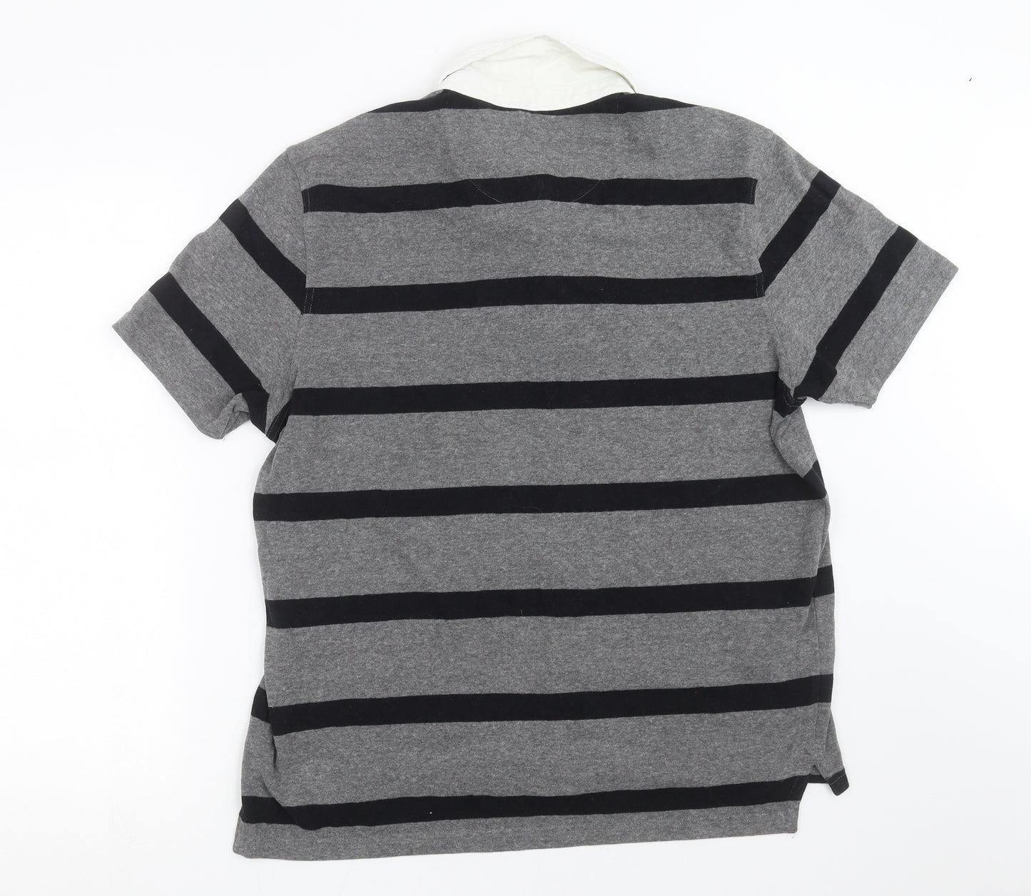TU Mens Grey Striped   Polo Size L