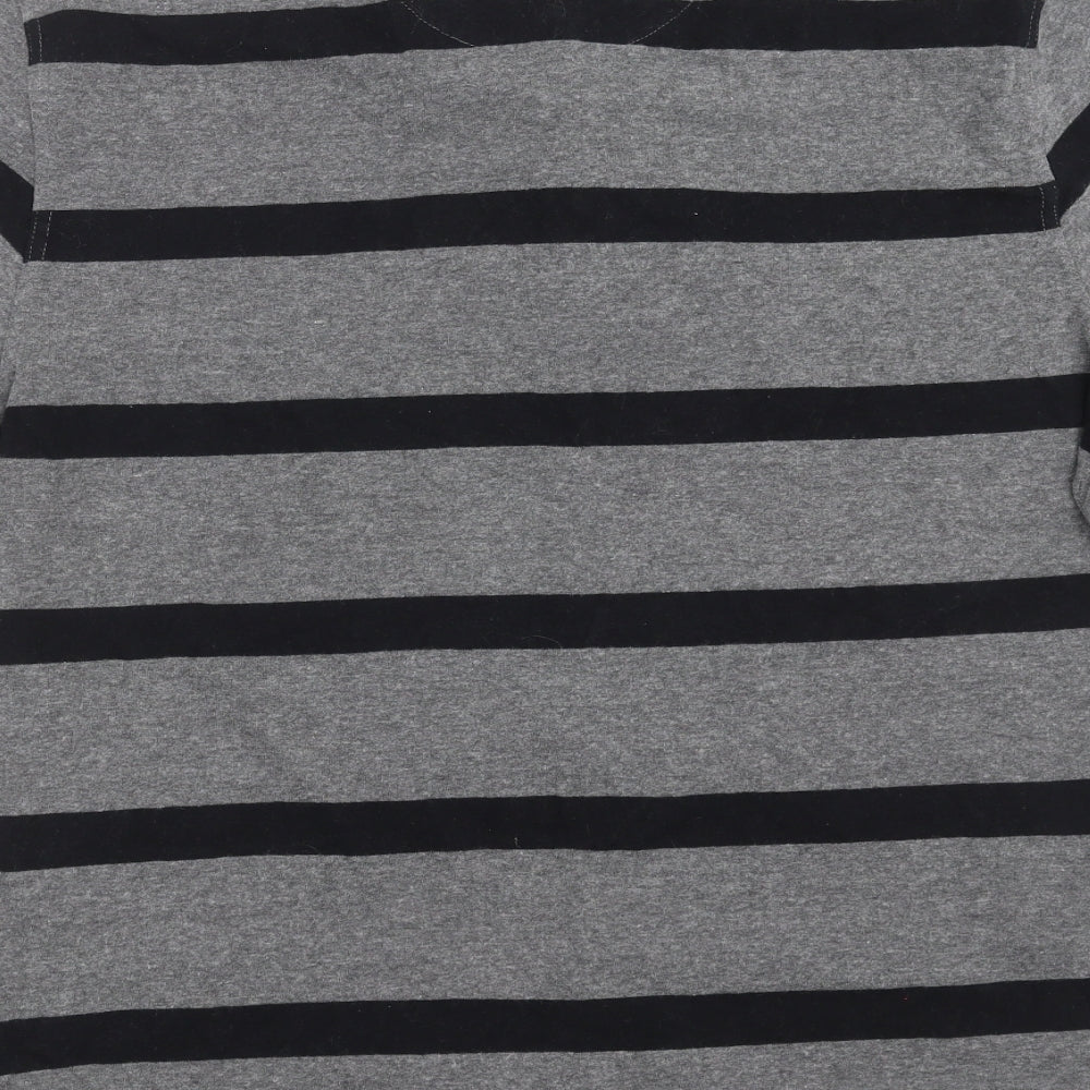 TU Mens Grey Striped   Polo Size L