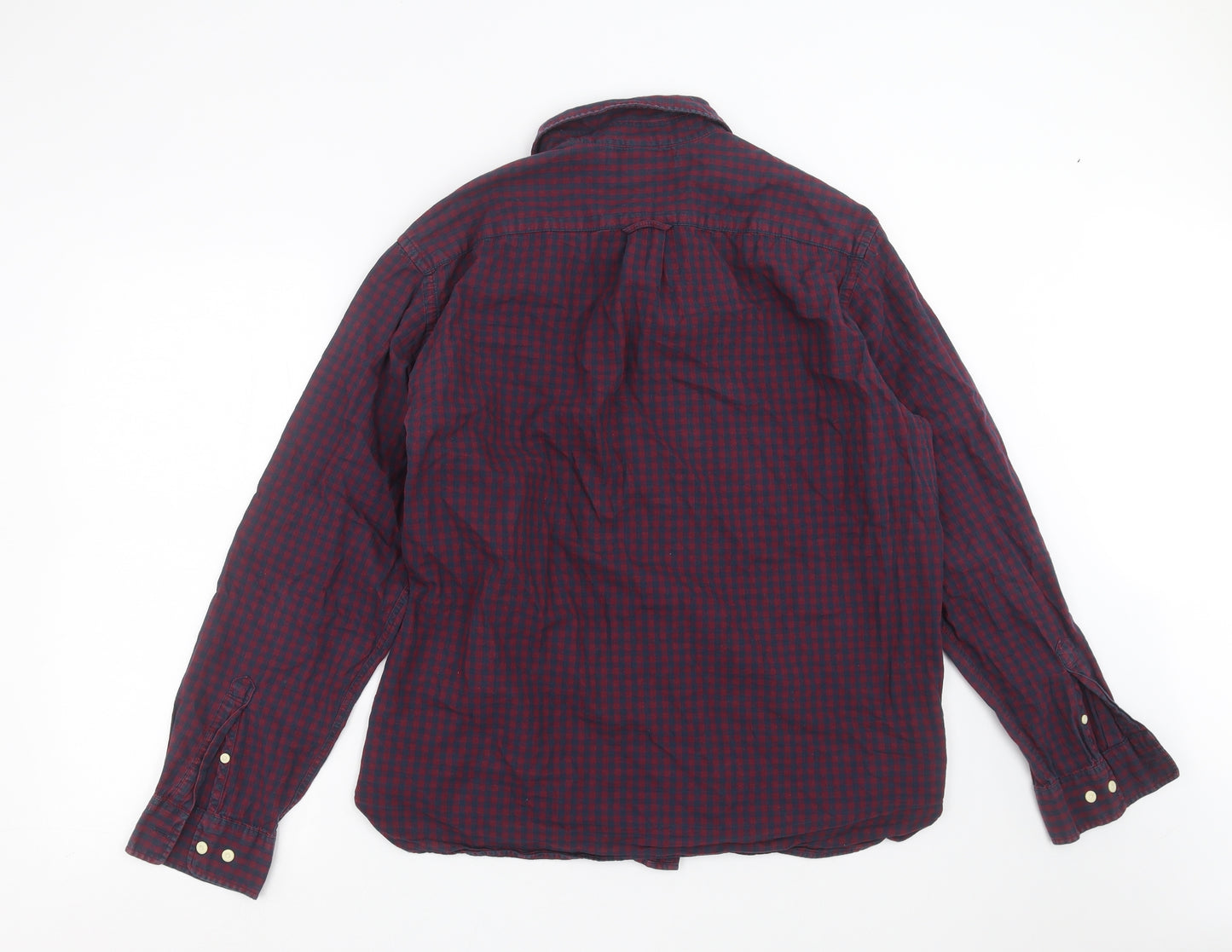 H&M Mens Purple Check   Button-Up Size L