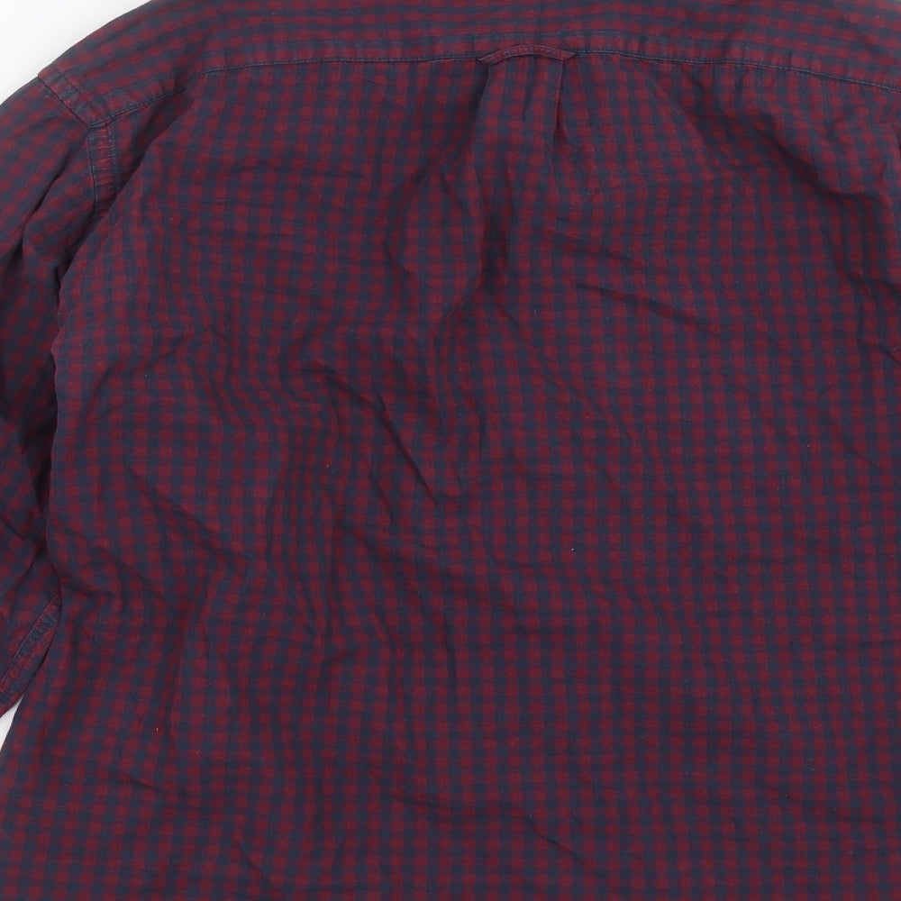 H&M Mens Purple Check   Button-Up Size L