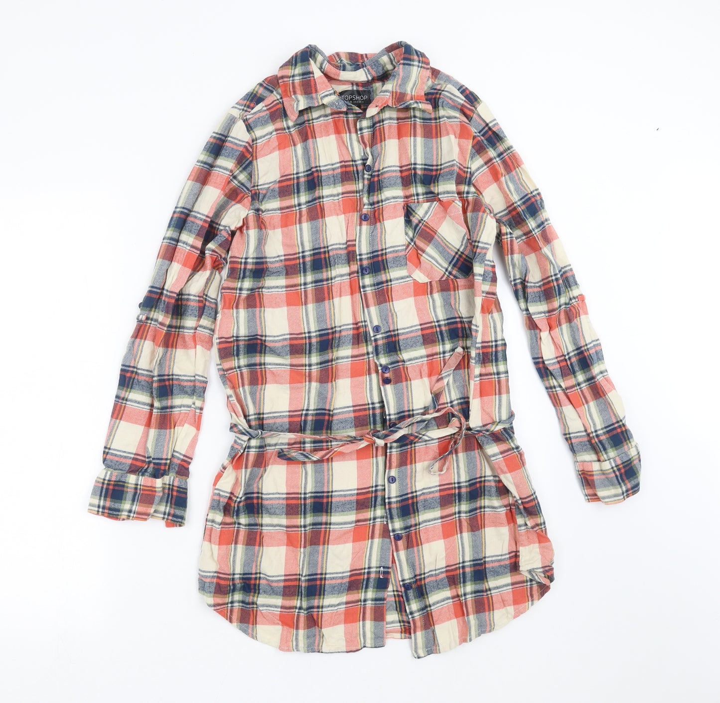 Topshop Womens Blue Plaid  Shirt Dress  Size 10