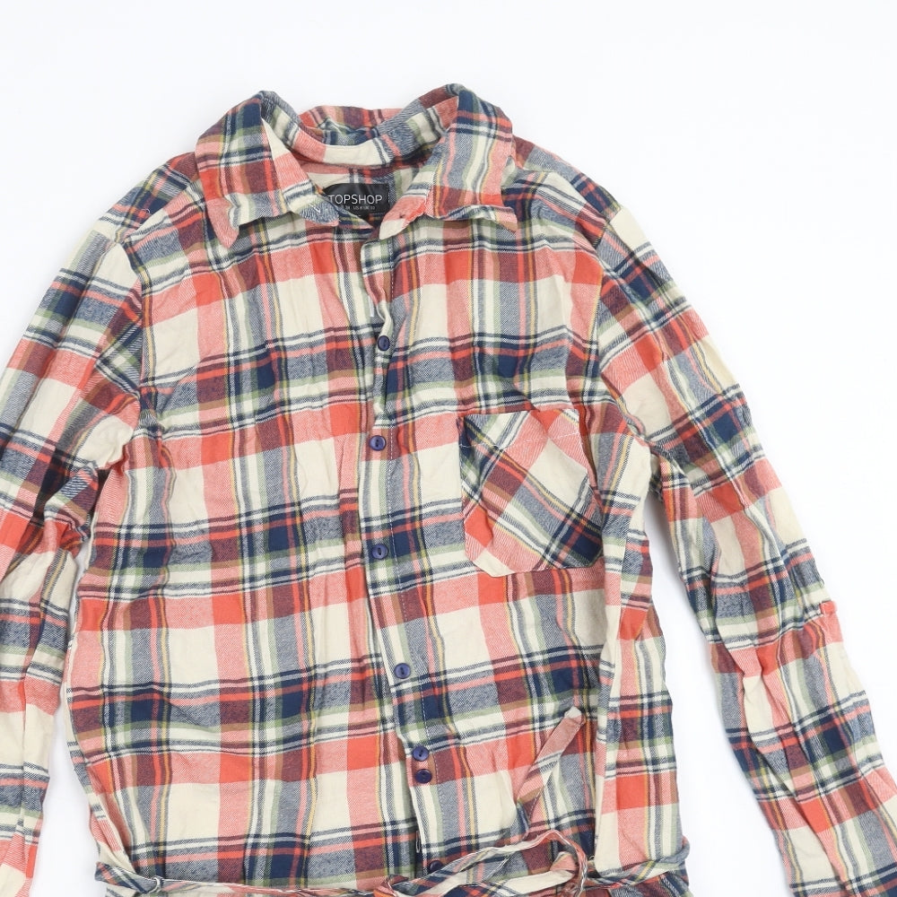 Topshop Womens Blue Plaid  Shirt Dress  Size 10