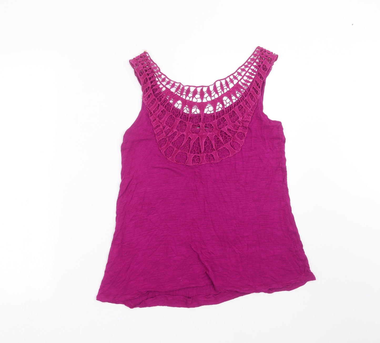 Cable & Gauge Womens Purple   Basic Tank Size M  - crochet detail