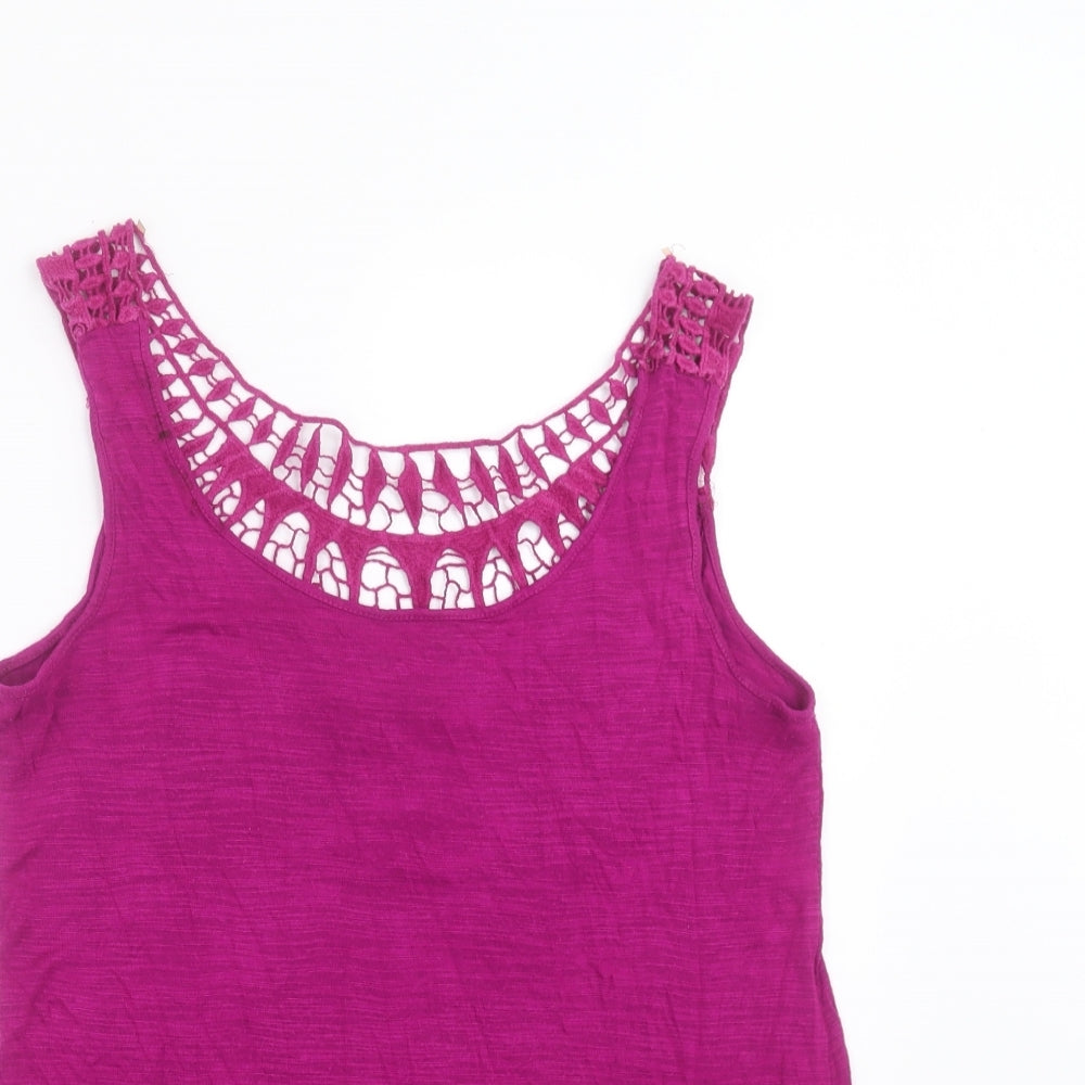 Cable & Gauge Womens Purple   Basic Tank Size M  - crochet detail
