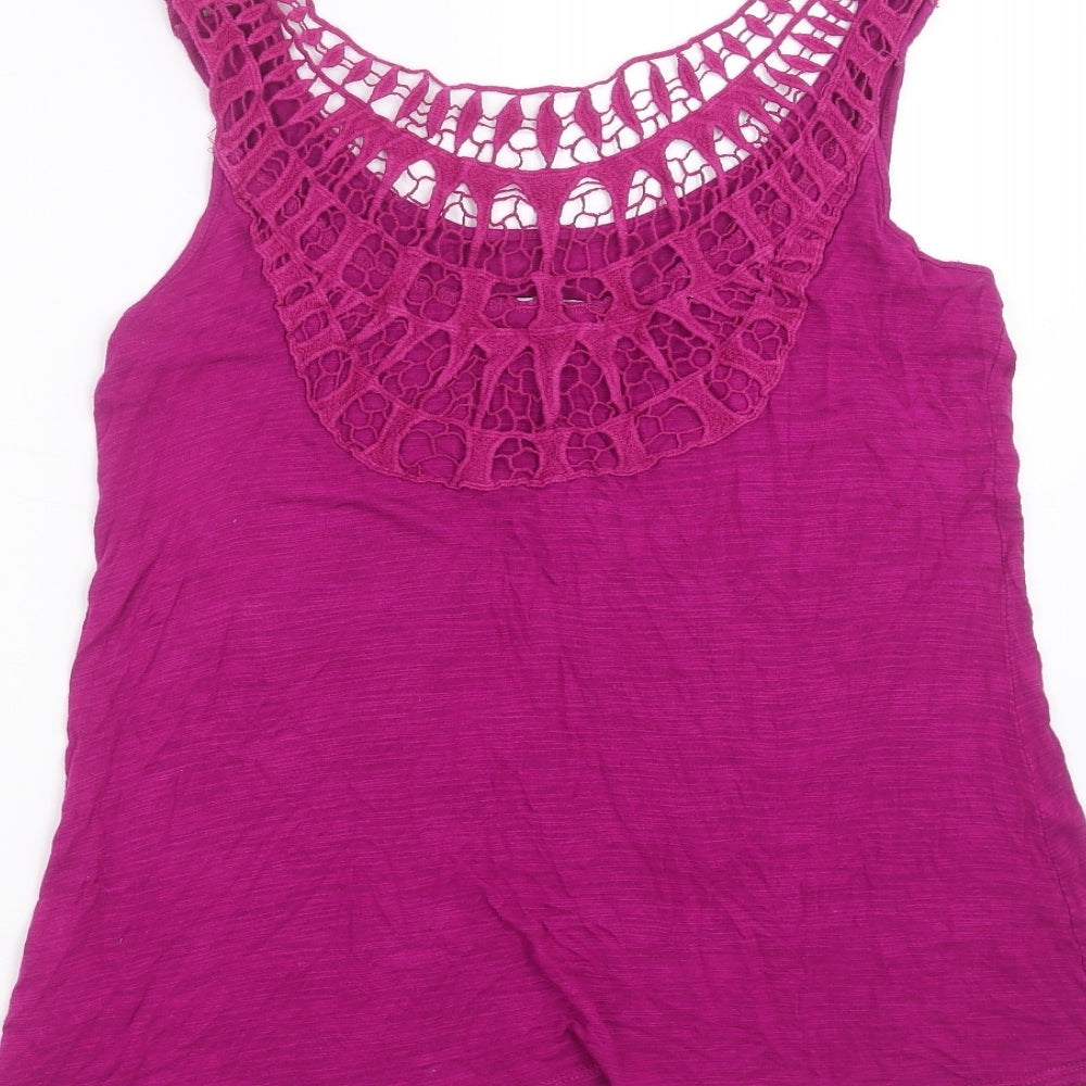 Cable & Gauge Womens Purple   Basic Tank Size M  - crochet detail