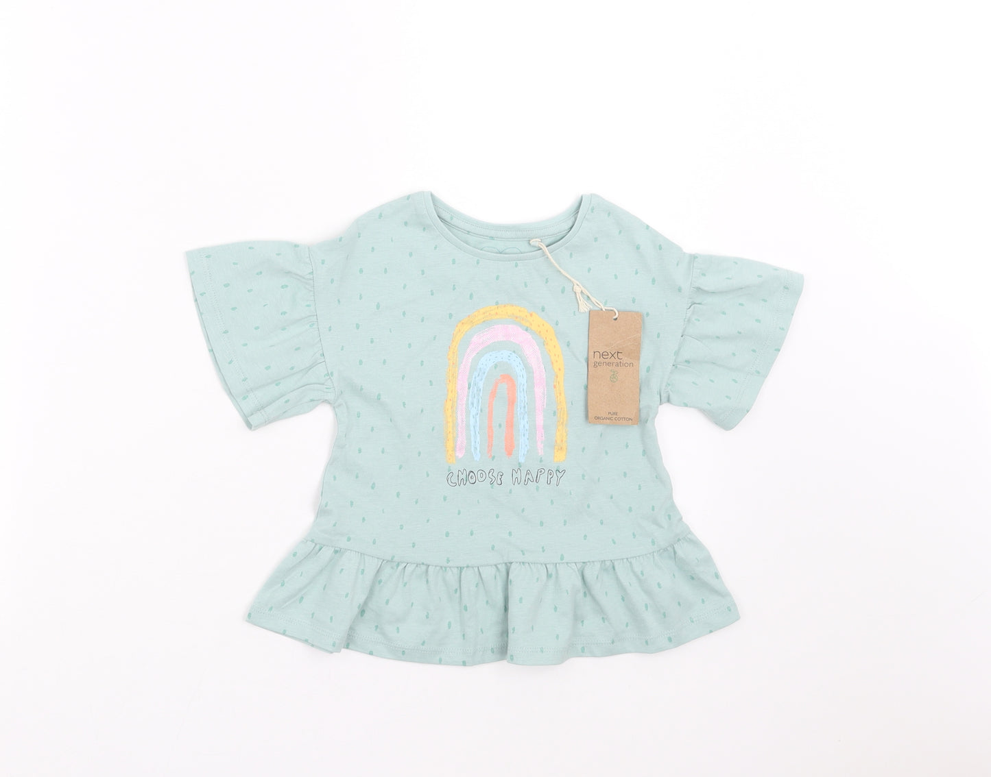 NEXT Girls Green   Basic T-Shirt Size 18-24 Months  - Rainbow