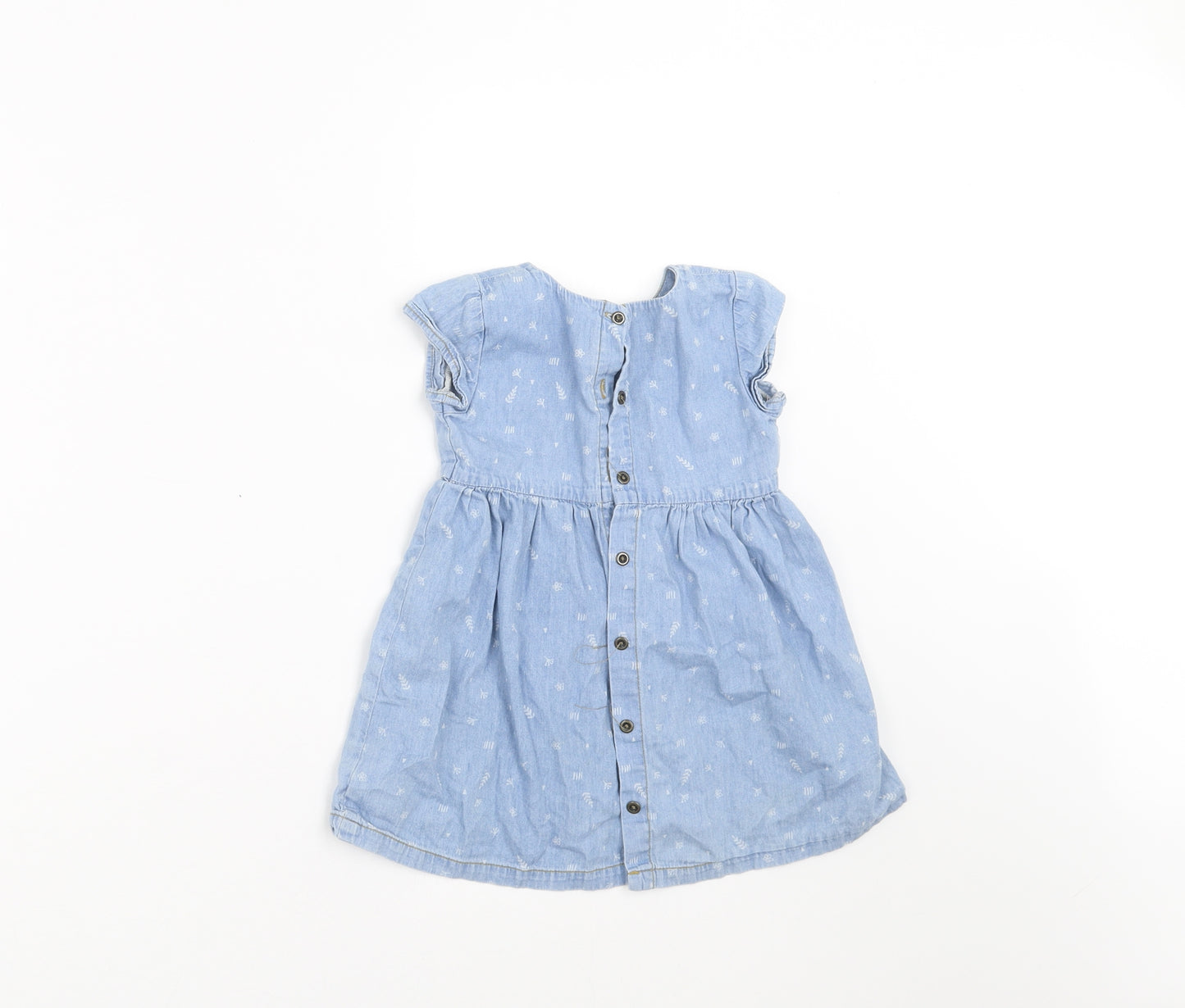 Sprout Girls Blue Floral Denim Shift  Size 2 Years