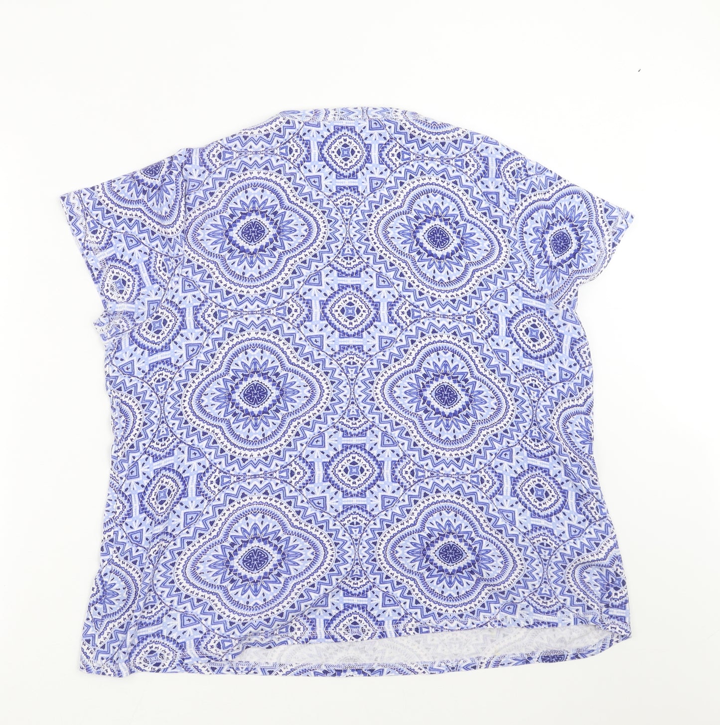 Marks and Spencer Womens Blue Geometric  Basic T-Shirt Size 22