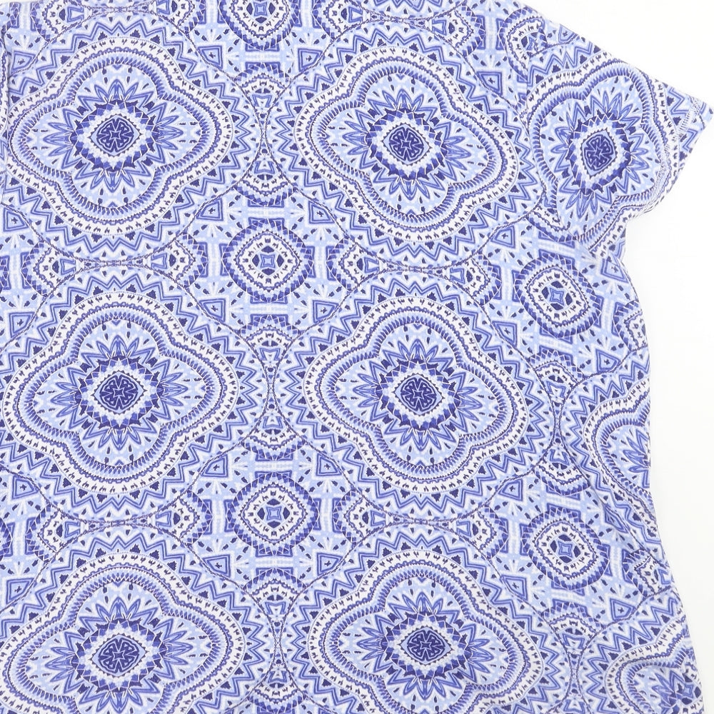 Marks and Spencer Womens Blue Geometric  Basic T-Shirt Size 22