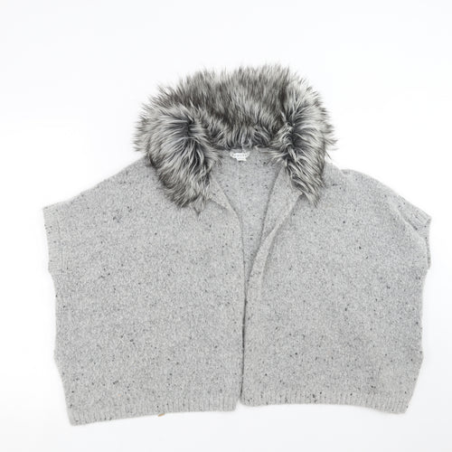 Primark Girls Grey  Knit Cardigan Jumper Size 10-11 Years  - fur trim